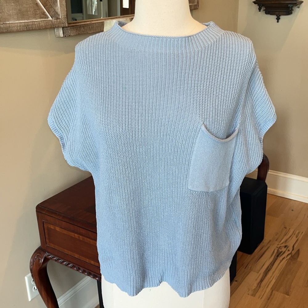 Oversized Powder Blue Pocket Sweater